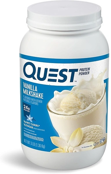 Quest Nutrition Vanilla Milkshake Protein Powder, 24g Protein, 3 Pound, 43 Servings