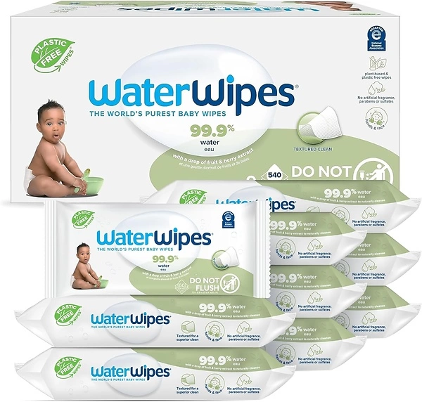 WaterWipes Textured Baby Wipes, 540 Count (9 packs), Unscented & Hypoallergenic