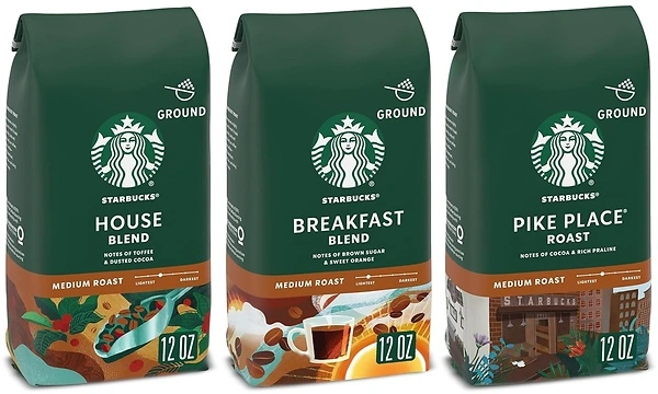 Starbucks Medium Roast Ground Coffee, Variety Pack, 3 bags (12 oz each)