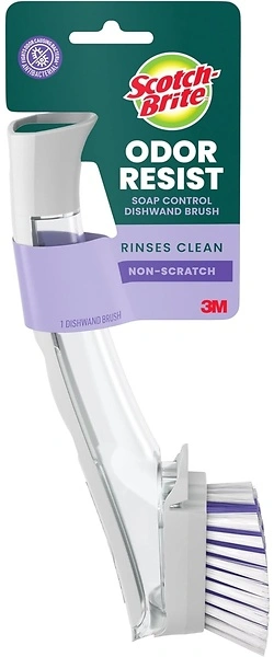 Scotch-Brite Odor Resist Soap Control Dishwand Brush, Non-Scratch Cleaning Brush