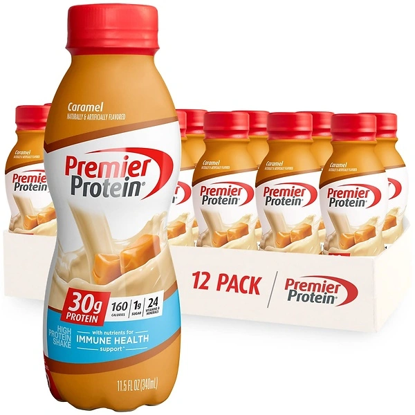 Premier Protein Liquid Protein Shake, Caramel, 30g Protein, 12 Bottles 11.5 fl oz