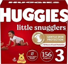 Huggies Size 3 Diapers, Little Snugglers Baby Diapers, Size 3 (16-28 lbs), 156 Ct (6 packs of 26)