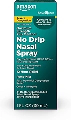 Amazon Basic Care No Drip Severe Nasal Decongestant Pump Mist, 1 fl oz