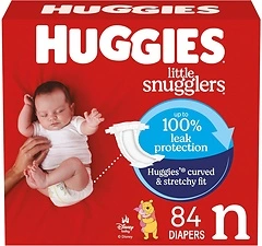 Huggies Size Newborn Diapers, Little Snugglers, Size Newborn (up to 10 lbs), 84 Count