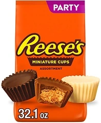 REESE'S Miniatures Assorted Flavored Peanut Butter Cups, Candy Party Pack, 32.1 oz