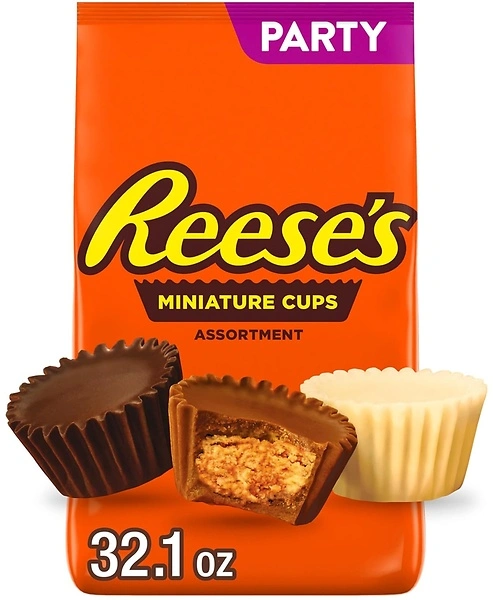 REESE'S Miniatures Assorted Flavored Peanut Butter Cups, Candy Party Pack, 32.1 oz