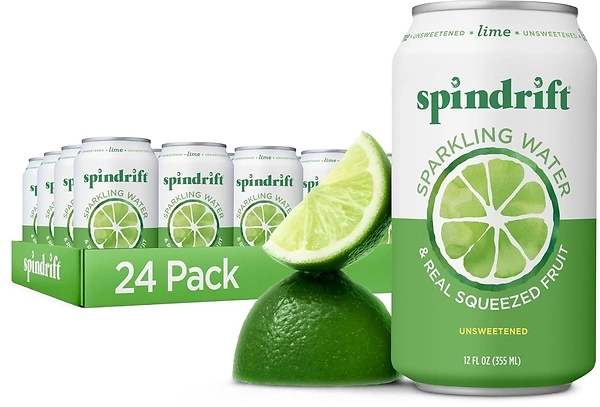 Spindrift Sparkling Water, Lime, Real Fruit, 12 Fl Oz Cans, 24 Pack - 4 Calories