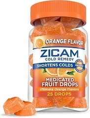 Zicam Cold Remedy Zinc Medicated Fruit Drops, Ultimate Orange, 25 Count