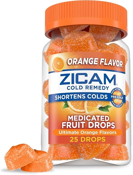 Zicam Cold Remedy Zinc Medicated Fruit Drops, Ultimate Orange, 25 Count