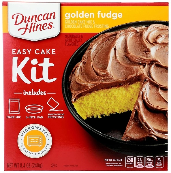 Duncan Hines Easy Cake Kit Golden Fudge Flavored Cake Mix, 8.4 oz.