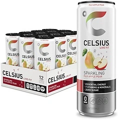 CELSIUS Sparkling Fuji Apple Pear, Functional Energy Drink, 12 Fl Oz, 12 Pack