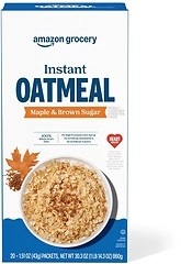 Amazon Grocery Maple & Brown Sugar Instant Oatmeal, 1.51 Oz, 20 Ct