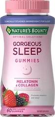 Nature's Bounty Optimal Solutions Gorgeous Sleep Melatonin 5mg Gummies with Collagen, Assorted Fruit Flavors, 60 Count