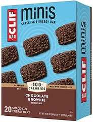 CLIF BAR Minis, Chocolate Brownie Flavor, 4g Protein, 0.99 oz, 20 Pack