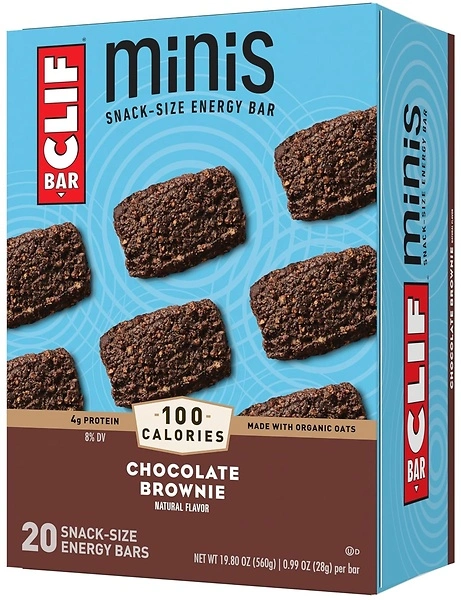 CLIF BAR Minis, Chocolate Brownie Flavor, 4g Protein, 0.99 oz, 20 Pack