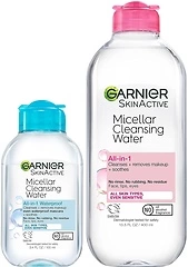 Garnier Micellar Cleansing Water, For All Skin Types, 13.5 fl oz + Micellar Cleansing Water, For Waterproof Makeup, 3.4 fl oz