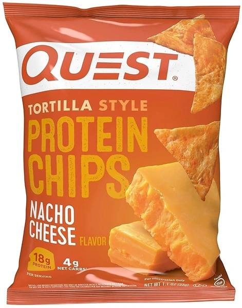 Quest Nutrition Nacho Cheese Protein Chips, 18g Protein, 4g Net Carb, 12 Bags