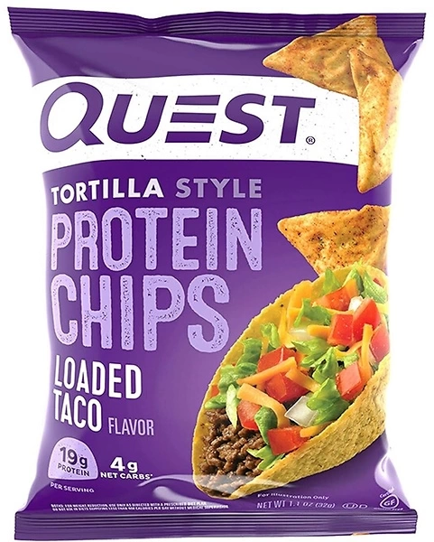 Quest Nutrition Loaded Taco Protein Chips, 19g Protein, 4g Net Carb, 12 Count