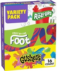 Fruit Roll-Ups, Fruit by the Foot, Gushers Variety Pack, 16 Ct, 10.2 oz