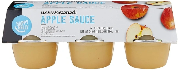 Amazon Brand - Happy Belly Unsweetened Apple Sauce, 4 ounce (Pack of 6)