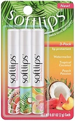 Softlips Daily Lip Moisturizer, Tropical Flavor, Hydrates, Pack of 3 Chap Sticks