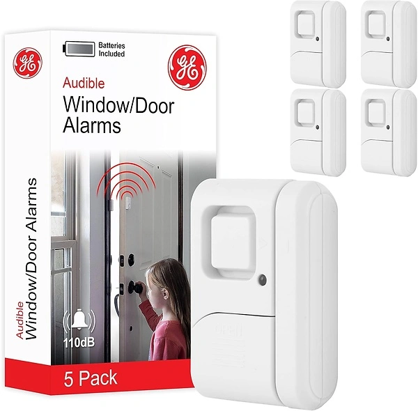 GE Personal Security Window and Door Alarm, 5 Pack, Wireless Chime/Alarm
