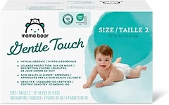 Amazon Brand - Mama Bear Gentle Touch Diapers, Hypoallergenic, Size 2, 184 Count (4 packs of 46), White
