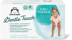 Amazon Brand - Mama Bear Gentle Touch Diapers, Hypoallergenic, Size 6, 108 Count (4 packs of 27), White