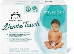 Amazon Brand - Mama Bear Gentle Touch Diapers, Hypoallergenic, Size 3, 168 Count (4 packs of 42), White