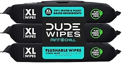 DUDE Wipes Flushable Wipes - 3 Pack, 144 Wipes - Mint Chill Extra-Large