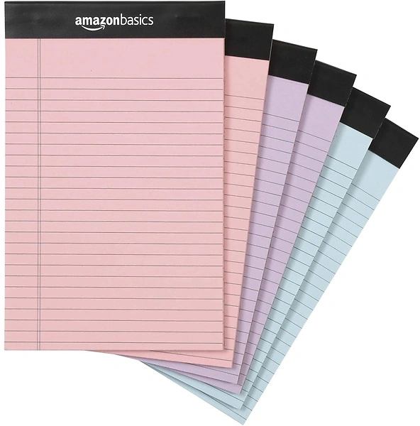 Amazon Basics Narrow Ruled 5 x 8-Inch Lined Writing Note Pads, 6 Count