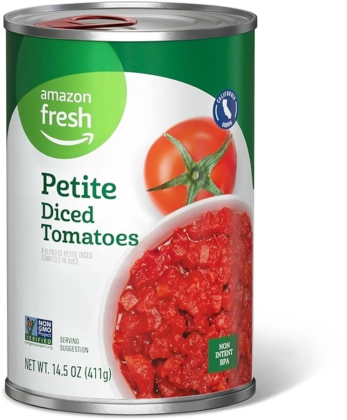 Amazon Fresh Petite Diced Canned Tomatoes, 14.5 Oz