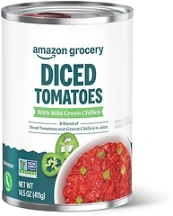 Amazon Grocery Diced Tomatoes with Mild Green Chilies, 14.5 Oz