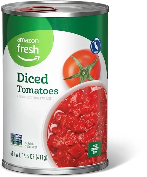 Amazon Fresh Diced Canned Tomatoes In Tomato Juice, 14.5 Oz