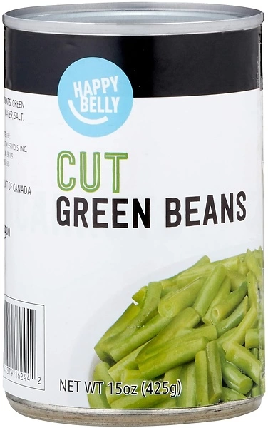 Amazon Brand - Happy Belly Cut Green Beans, 15 ounce