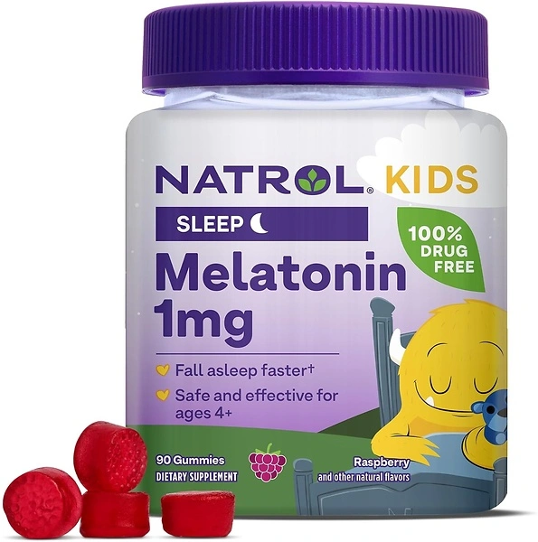 Natrol Kids Melatonin 1mg Sleep Gummies, Raspberry Flavor, 90 Gummies