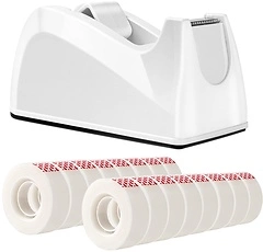 Amazon Basics Tape Dispenser with Refill Rolls - 3/4" x 1300", 16 Pack