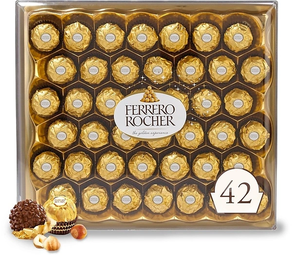 Ferrero Rocher, 42 Count, Premium Milk Chocolate Hazelnut, Chocolates for Gifting, 18.5 oz