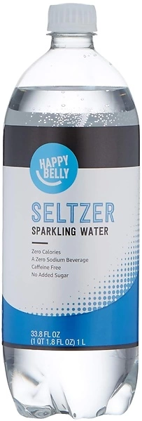 Amazon Brand - Happy Belly Seltzer Sparkling Water, 33.8 fl oz