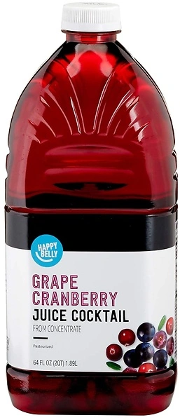Happy Belly Grape Cranberry Juice Cocktail, 64 Fl Oz Bottle
