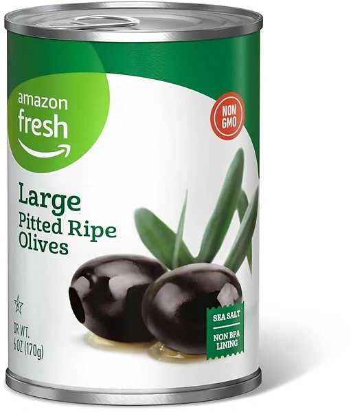 Amazon Fresh Large Pitted Ripe Olives, 6 Oz
