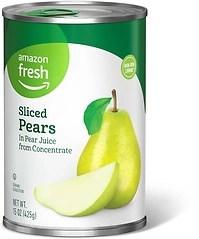 Amazon Fresh Sliced Pears in Pear Juice from Concentrate, 15 Oz