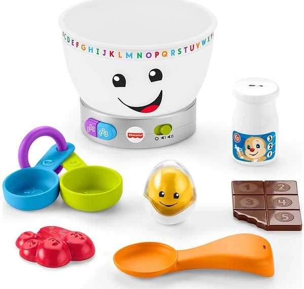 Fisher-Price Laugh & Learn Magic Color Mixing Bowl with Pretend Food, 6+ Months