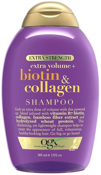 OGX Biotin Collagen Volumizing Shampoo, Fine Hair, Sulfate-Free, 13 Fl Oz