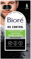 Biore Men's Charcoal Deep Cleansing Pore Strips, Blackhead Remover, 6 Count