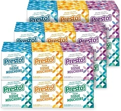 Presto! Ultra-Soft 3-Ply Premium Facial Tissues, 1188 Count (18 Packs of 66)
