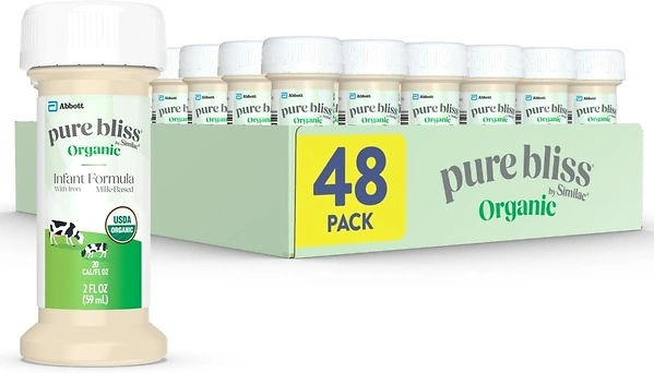 Pure Bliss by Similac Organic Baby Formula, Ready to Feed, 2-fl-oz, 48 Bottles