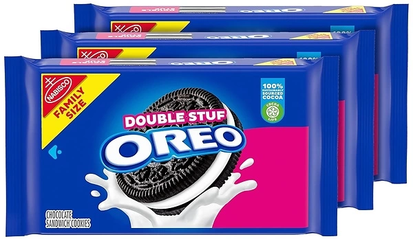 OREO Double Stuf Chocolate Sandwich Cookies, Family Size, 3 Packs