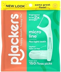 Plackers Micro Line Dental Floss Picks, Fold-Out FlipPick, Fresh Mint, 150 Count