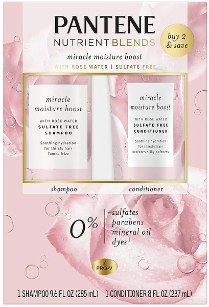 Pantene Nutrient Blends Miracle Moisture Boost Rose Water Shampoo & Conditioner Duo